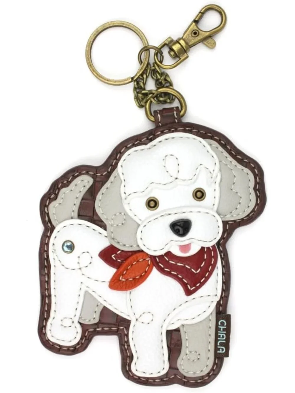 Decorative Dog Key Fob & Coin Purse - Cute Poodle Accessory for Women